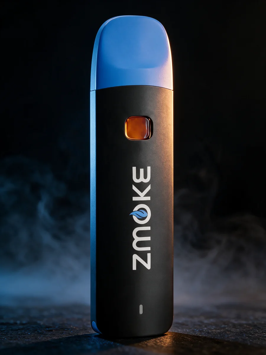 Blue Sativa ZMOKE disposable device staged on dark slate
